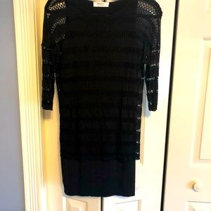 Bailey 44 black dress with lace overlay.